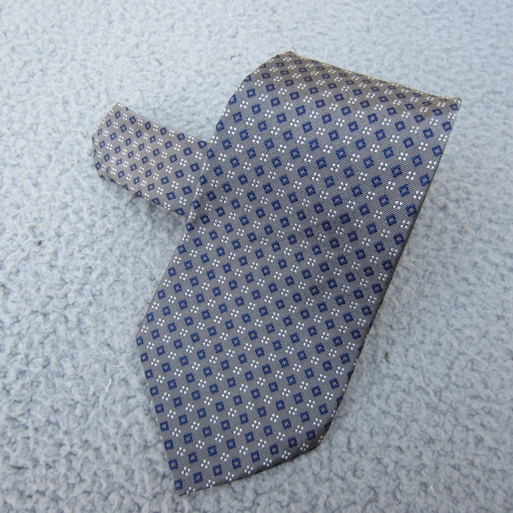 Lauren Ralph Lauren Men's Tie Blue Geometric Luxury Silk Tie Made In USA…